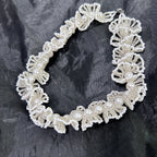 Handmade White & Silver 3D Flower Garland Choker Necklace | Pearl Center Bridal Wedding Statement Collar