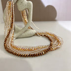 Handmade Multi-Strand Gold Crystal Twisted Choker Necklace | Champagne Layered Statement Collar