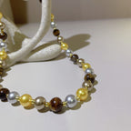 Handmade Gold Silver & Bronze Mixed Metallic Pearl Choker Necklace | Multi-Tone Luxe Beaded Collar