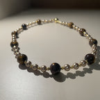 Handmade Tiger Eye & Gold Bead Choker Necklace | Natural Stone Alternating Design