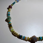 Handmade Multicolor Natural Stone Beaded Necklace | Agate Jasper Faceted Gem Gold Spacer Boho