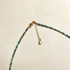 Handmade Mint Green Seed Bead Choker Necklace | Orange Agate Navy Blue Gold Accent
