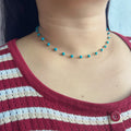 Handmade Turquoise Bead Gold Chain Choker Necklace | Minimalist Boho Jewelry