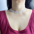 Handmade All White Multi-Layer Scallop Wave Lace Beaded Choker Necklace | Bridal Wedding Fairycore Collar