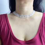 Handmade All White Multi-Layer Scallop Wave Lace Beaded Choker Necklace | Bridal Wedding Fairycore Collar