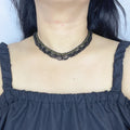 Handmade Black & Olive Green Multi-Strand Drape Wave Beaded Choker Necklace | Gothic Vintage Luxe Statement Collar