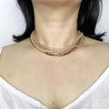 Handmade Multi-Strand Gold Crystal Twisted Choker Necklace | Champagne Layered Statement Collar