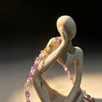 Handmade Amethyst & Citrine Crystal Baroque Pearl Beaded Necklace | Purple Yellow Natural Stone Luxe