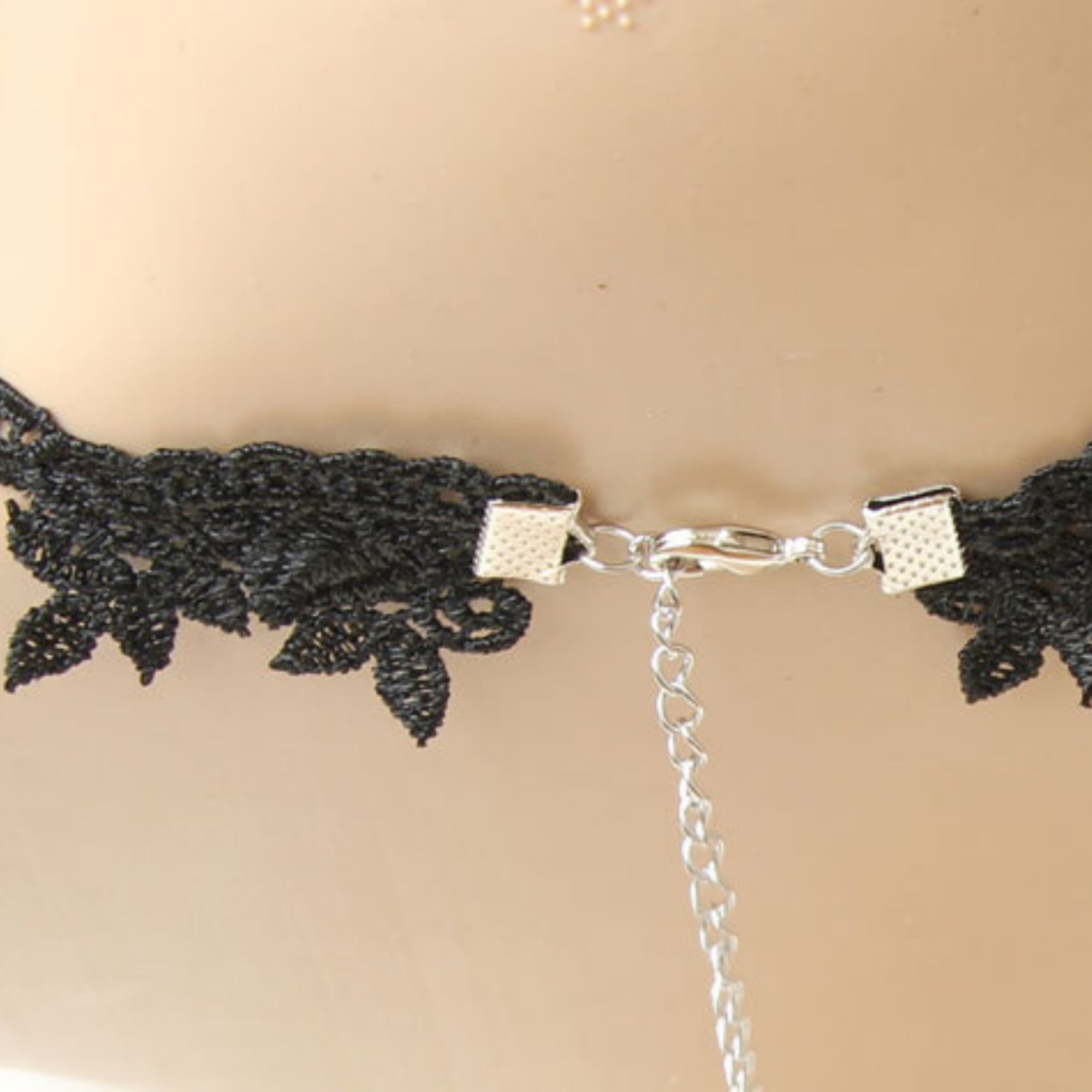 Black Lace Bow Choker Necklace | Dark Green Satin Ribbon Bow Gothic Lolita Dark Romance Halloween Jewelry