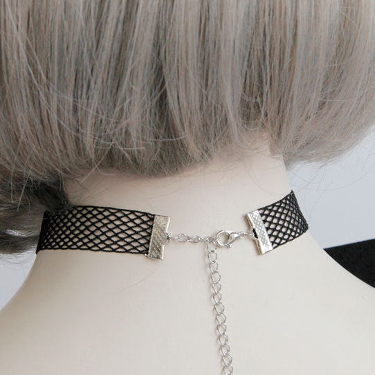Halloween Gothic Black Lace Mesh Spider Choker Necklace | Vampire Wide Choker 3D Spider Dark Aesthetic Halloween Jewelry