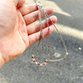 Handmade Silver Rainbow Tube Bead & Smoky Crystal Keychain | Double Strand Phone Charm Wrist Strap Minimalist