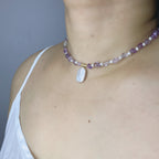 Handmade Amethyst & Citrine Crystal Baroque Pearl Beaded Necklace | Purple Yellow Natural Stone Luxe