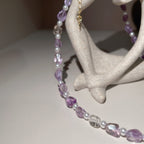 Handmade Amethyst & Citrine Crystal Baroque Pearl Beaded Necklace | Purple Yellow Natural Stone Luxe