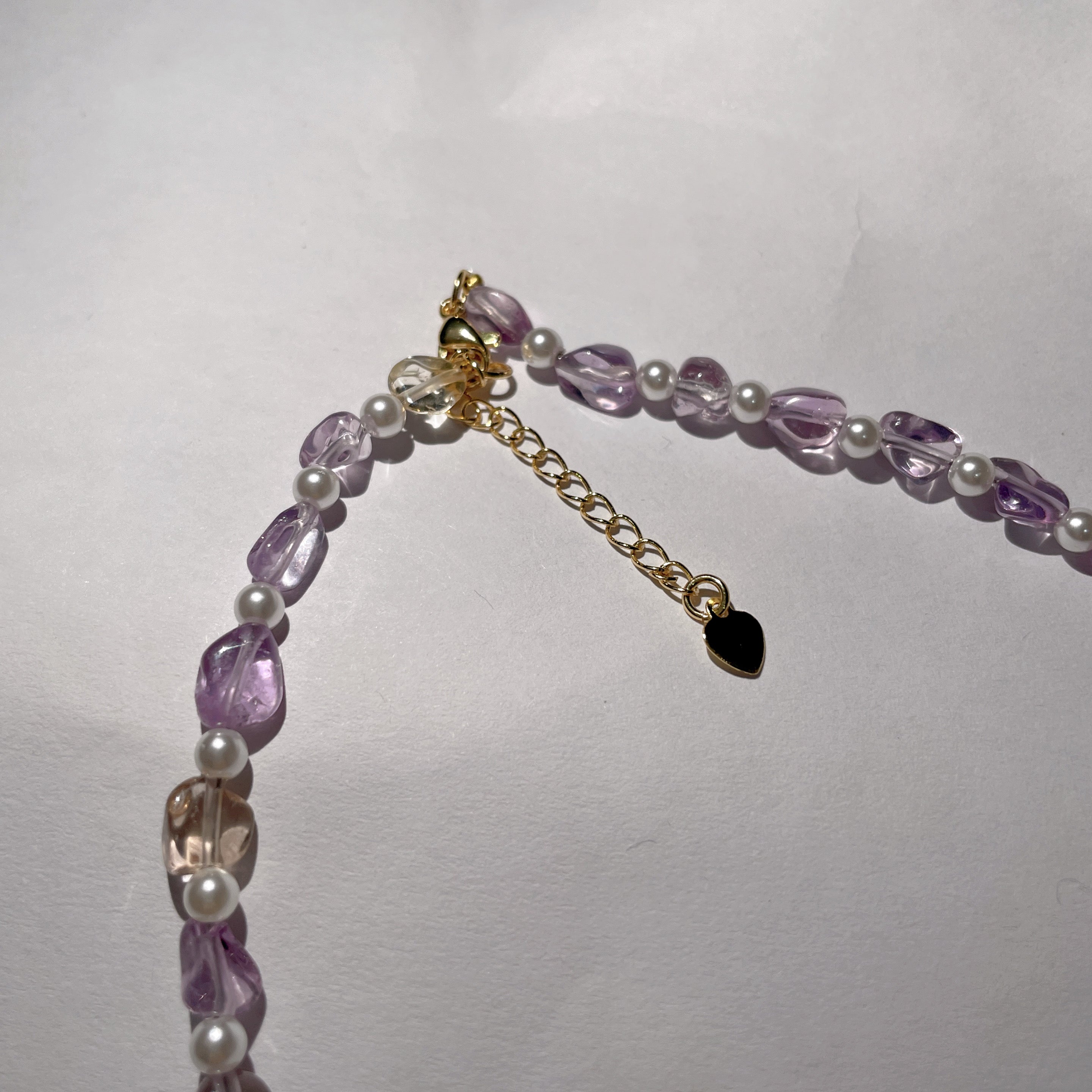 Handmade Amethyst & Citrine Crystal Baroque Pearl Beaded Necklace | Purple Yellow Natural Stone Luxe