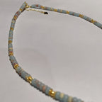 Handmade Grey & Blush Heishi Disc Choker Necklace | Baroque Freshwater Pearl Center Gold Spacer Minimal