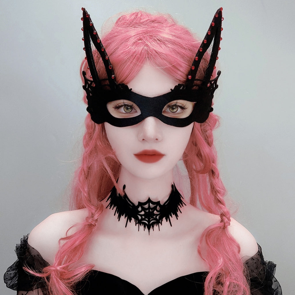 Halloween Gothic Black Spiderweb Choker Necklace | Wide Cutwork Spike Edge Ribbon Tie Witch Dark Jewelry