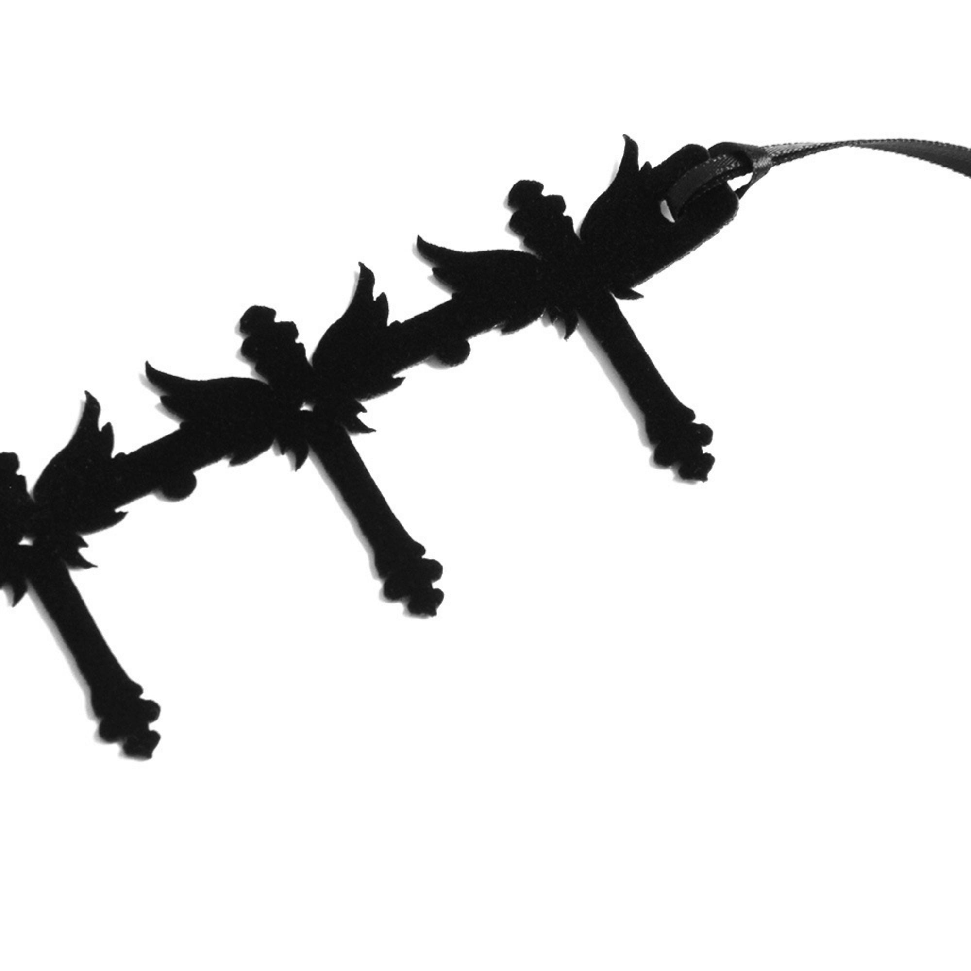 Gothic Black Winged Cross Choker Necklace | Wide Cutwork Ribbon Tie Dark Angel Halloween Jewelry