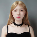 Gothic Black Velvet Choker Necklace | Black Round Bead Drop Fringe Ribbon Tie Y2K Dark Aesthetic Jewelry