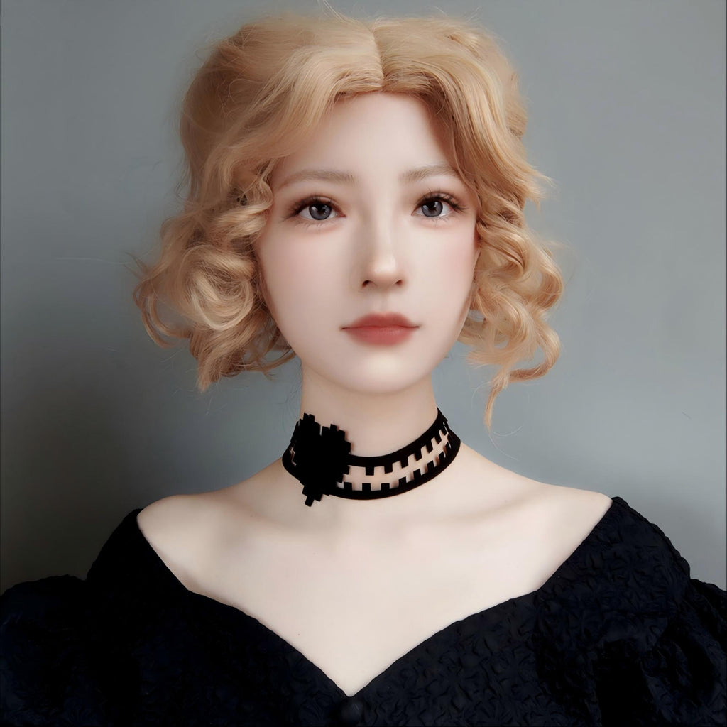 Gothic Black Grid Cutwork Choker Necklace | 3D Rose Ribbon Tie Wide Dark Romance Halloween Jewelry