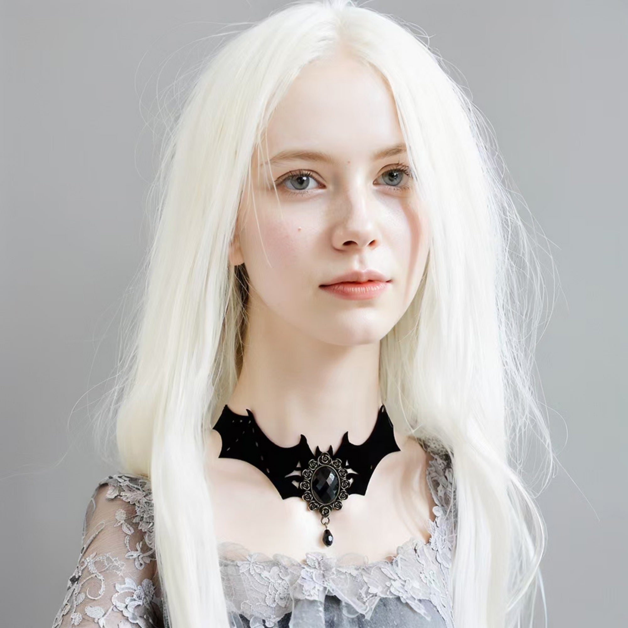 Gothic Halloween Bat Wing Black Velvet Choker Necklace | Antique Bronze Black Gem Crystal Teardrop Drop Vampire Dark Jewelry