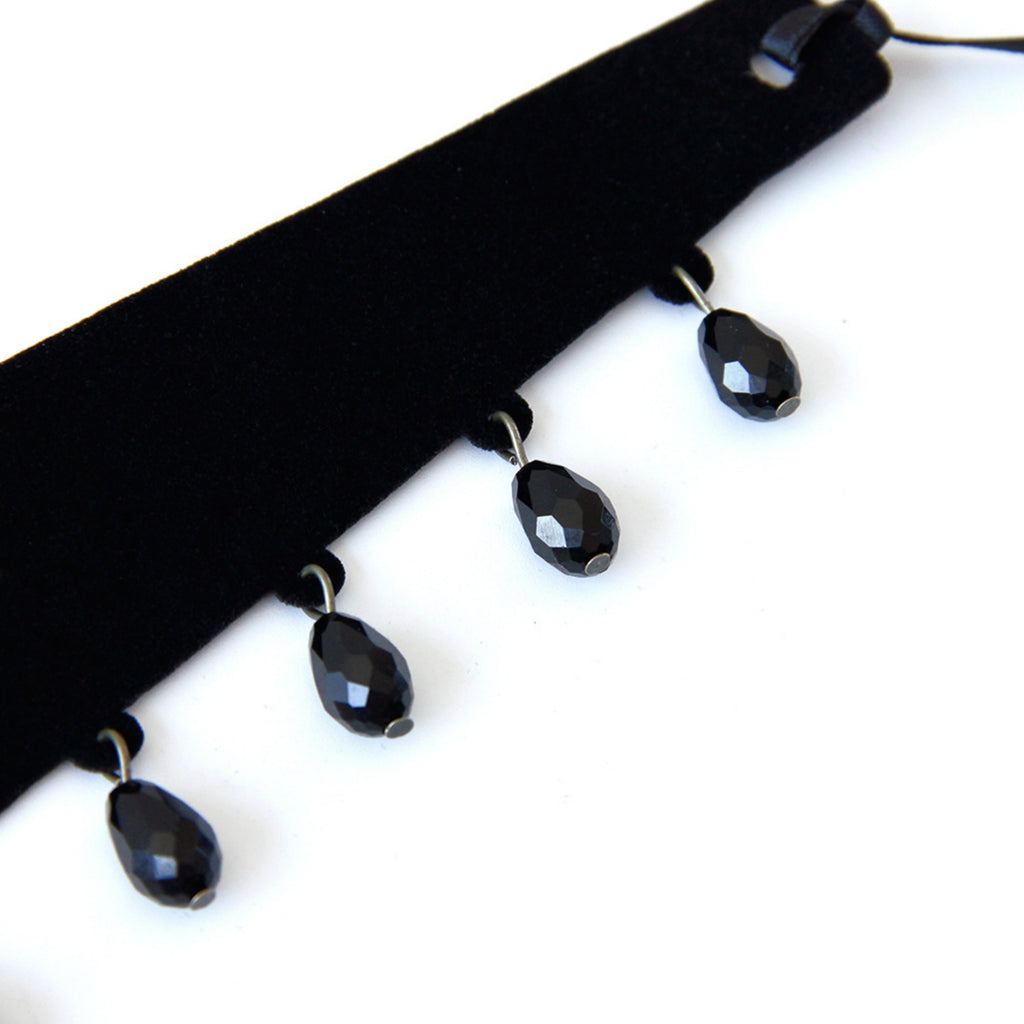 Black Velvet Choker Necklace | Gothic Crucifix Cross Crystal Drop Y2K Aesthetic Gift for Her | Dark Fairycore Jewelry