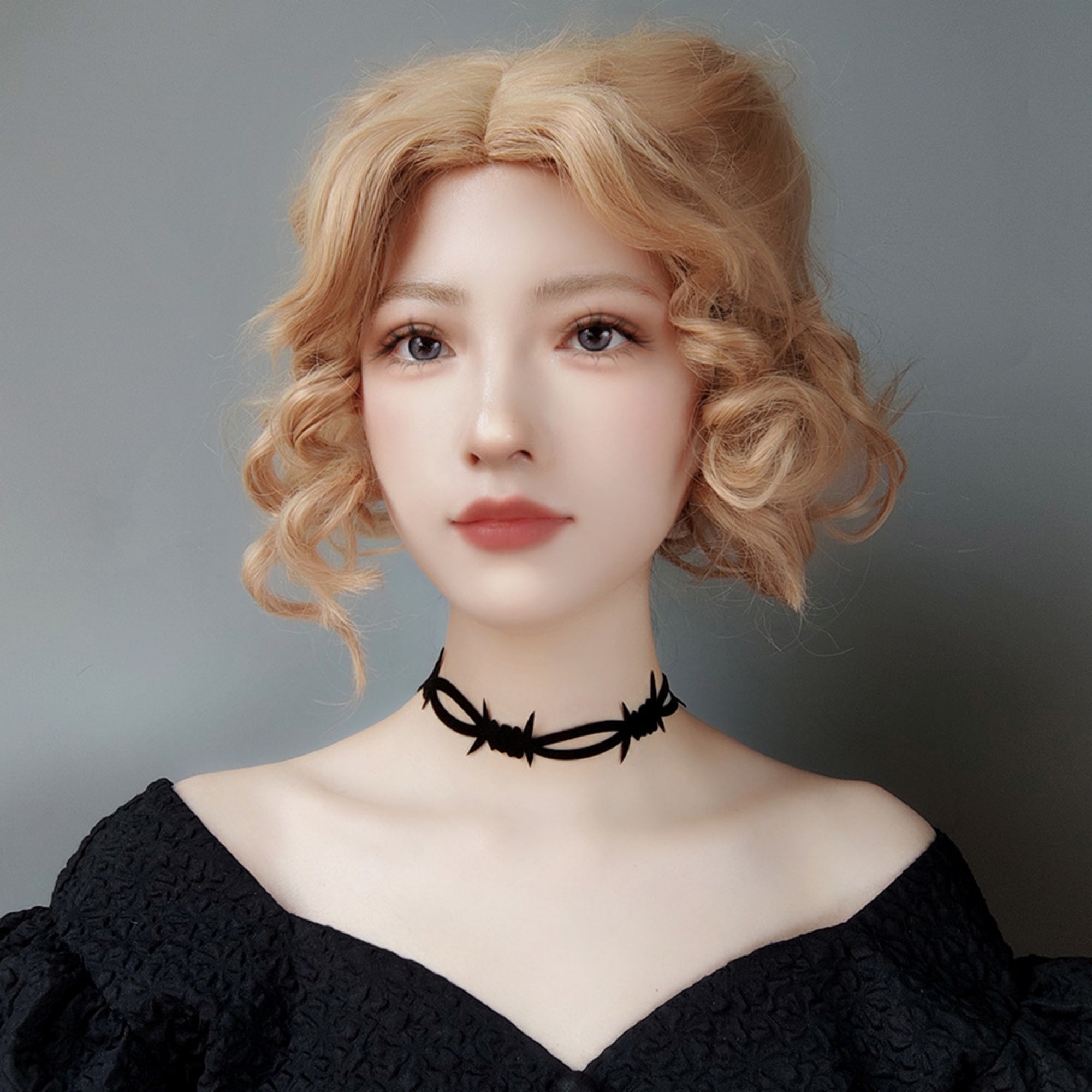 Gothic Punk Black Barbed Wire Choker Necklace with Ribbon Ties | Dark Aesthetic Halloween Grunge Y2K Jewelry