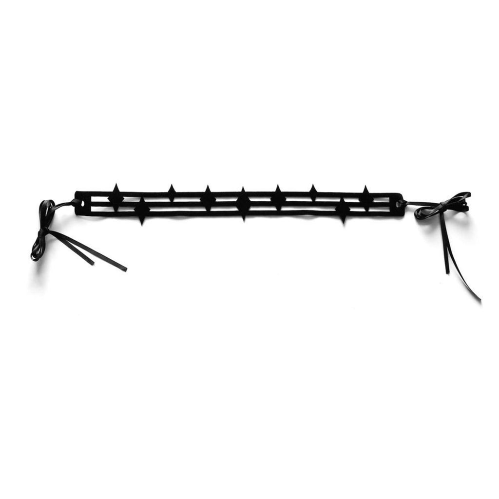 Halloween Gothic Black Star Cutout Choker Necklace | Eight-Pointed Star Row Leather Cord Tie Dark Y2K Punk Costume Jewelry