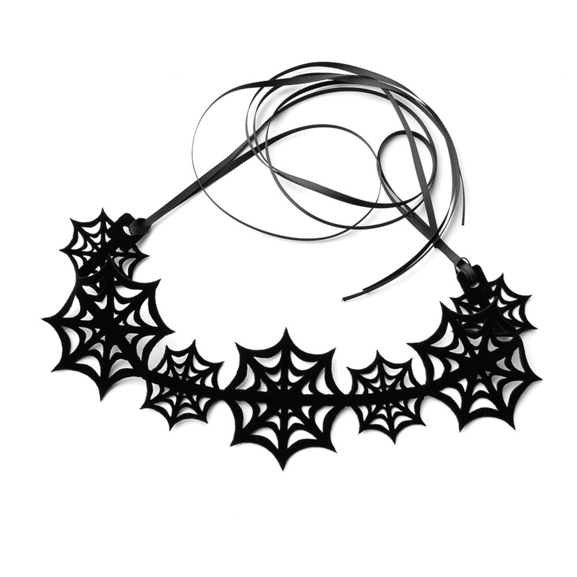 Halloween Gothic Black Spider Web Choker Necklace | Witch Spiderweb Dark Aesthetic Halloween Costume Jewelry
