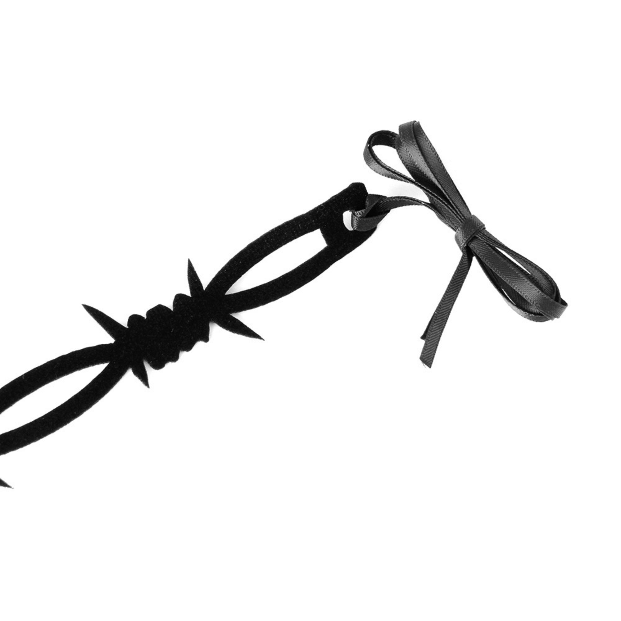 Gothic Punk Black Barbed Wire Choker Necklace with Ribbon Ties | Dark Aesthetic Halloween Grunge Y2K Jewelry