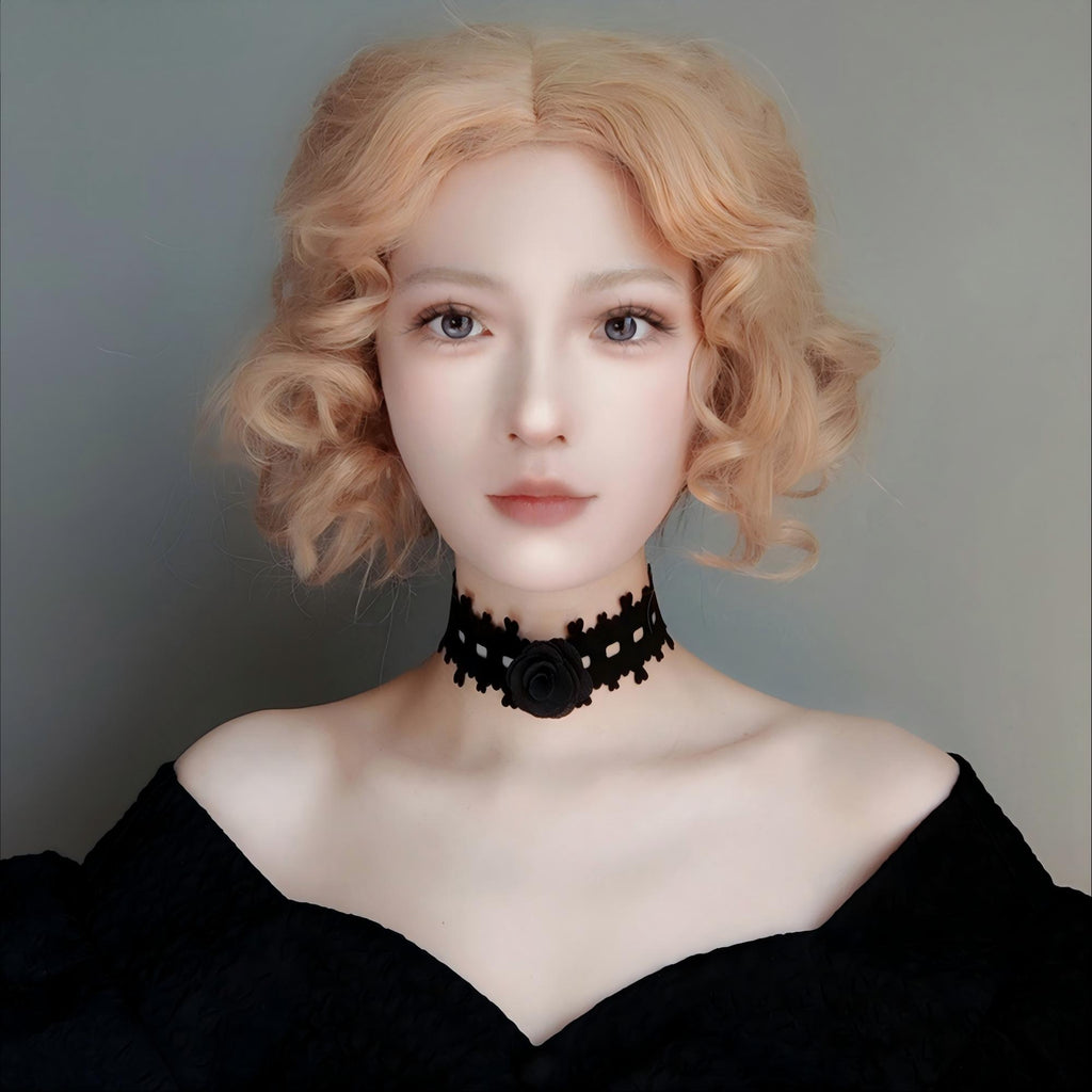 Halloween Black Lace Choker Necklace | 3D Rose Center Ribbon Tie Witch Gothic Bride Dark Costume Jewelry