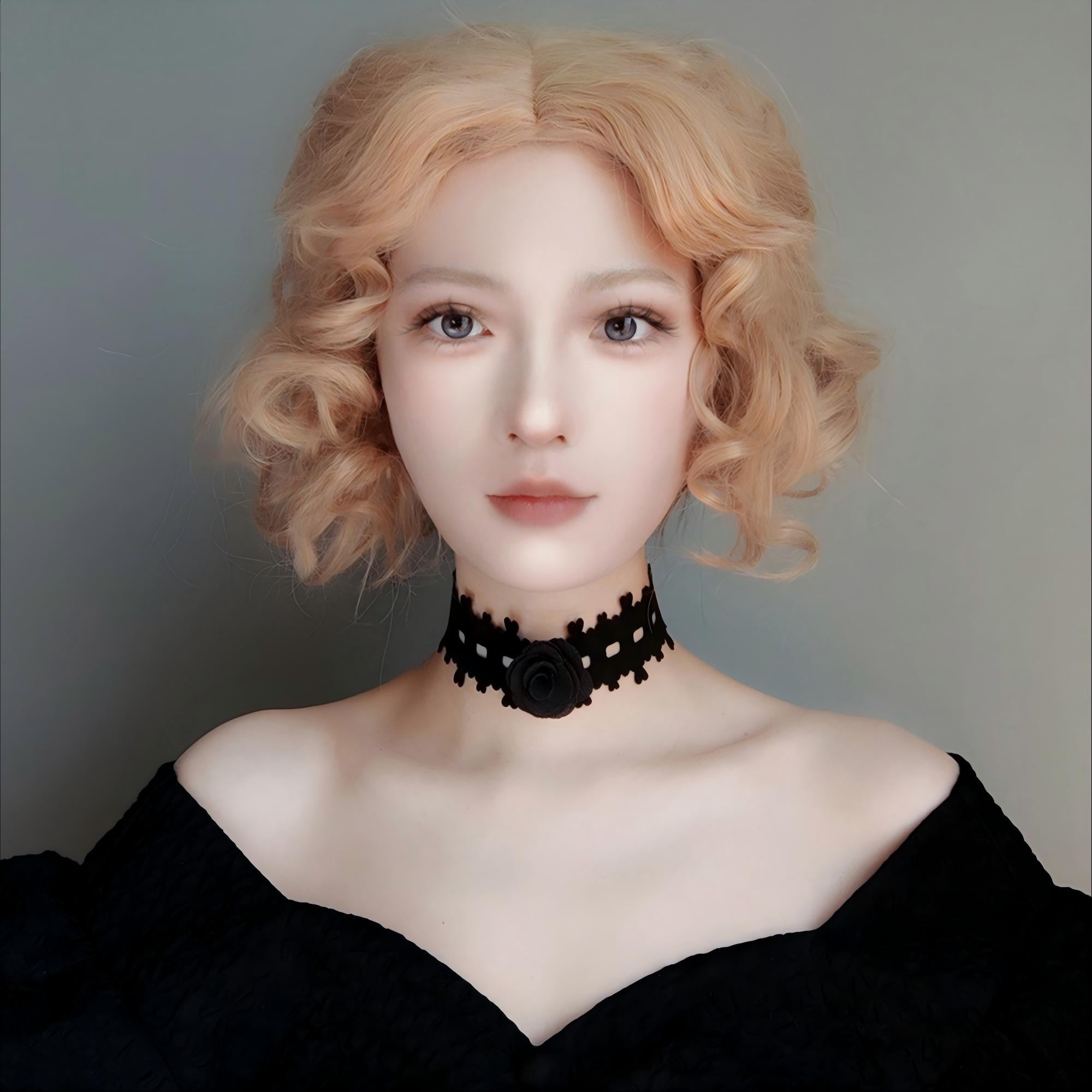 Halloween Black Lace Choker Necklace | 3D Rose Center Ribbon Tie Witch Gothic Bride Dark Costume Jewelry