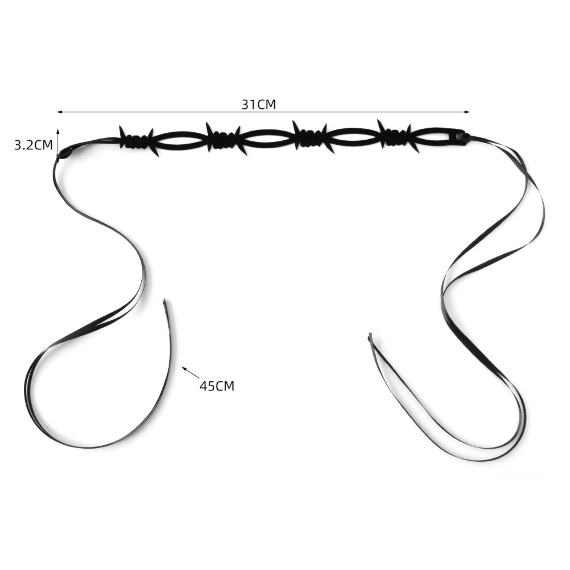 Gothic Punk Black Barbed Wire Choker Necklace with Ribbon Ties | Dark Aesthetic Halloween Grunge Y2K Jewelry