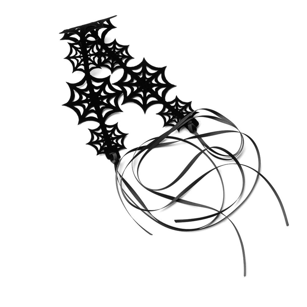 Halloween Gothic Black Spider Web Choker Necklace | Witch Spiderweb Dark Aesthetic Halloween Costume Jewelry