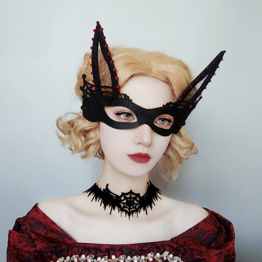 Halloween Gothic Black Spiderweb Choker Necklace | Wide Cutwork Spike Edge Ribbon Tie Witch Dark Jewelry