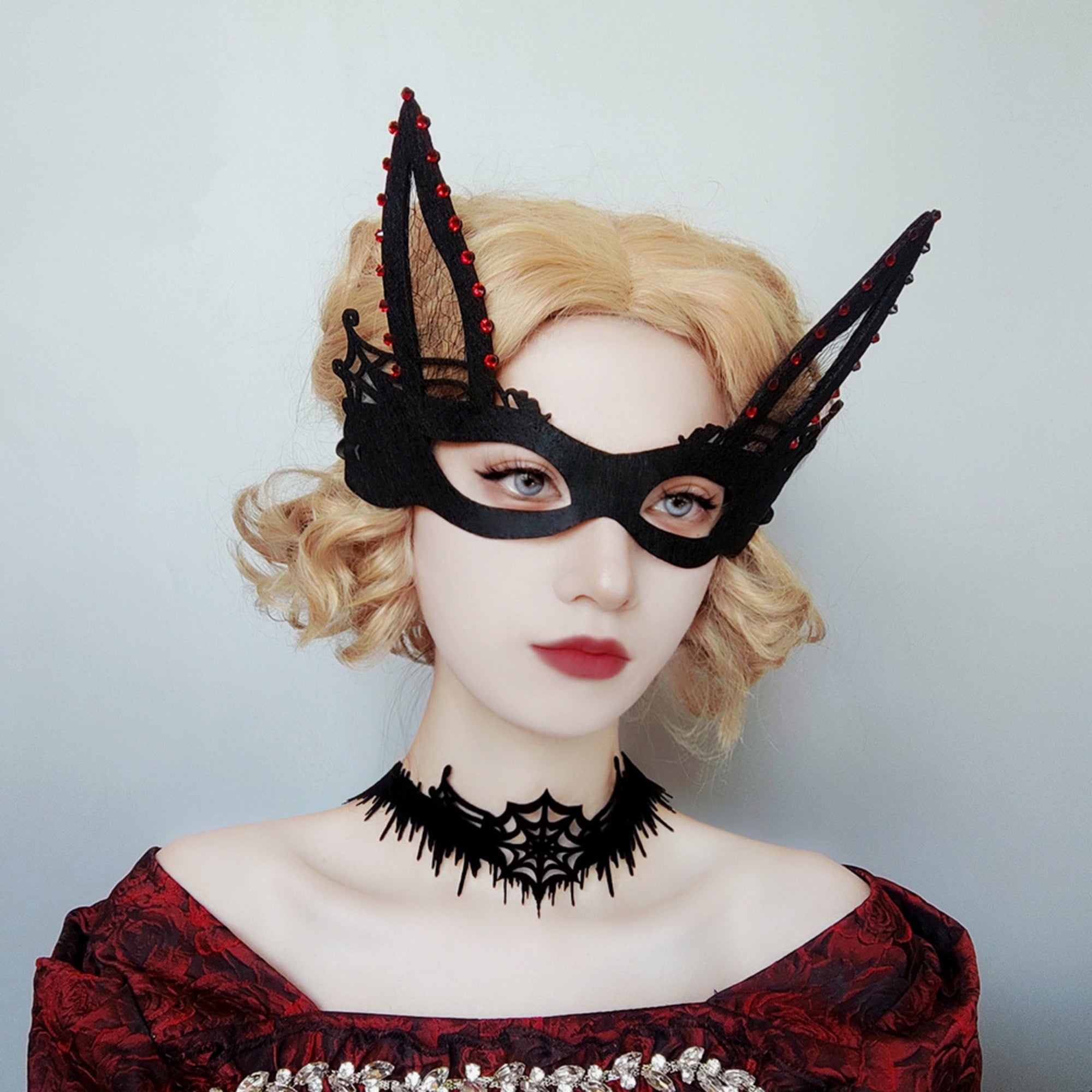 Halloween Gothic Black Spiderweb Choker Necklace | Wide Cutwork Spike Edge Ribbon Tie Witch Dark Jewelry