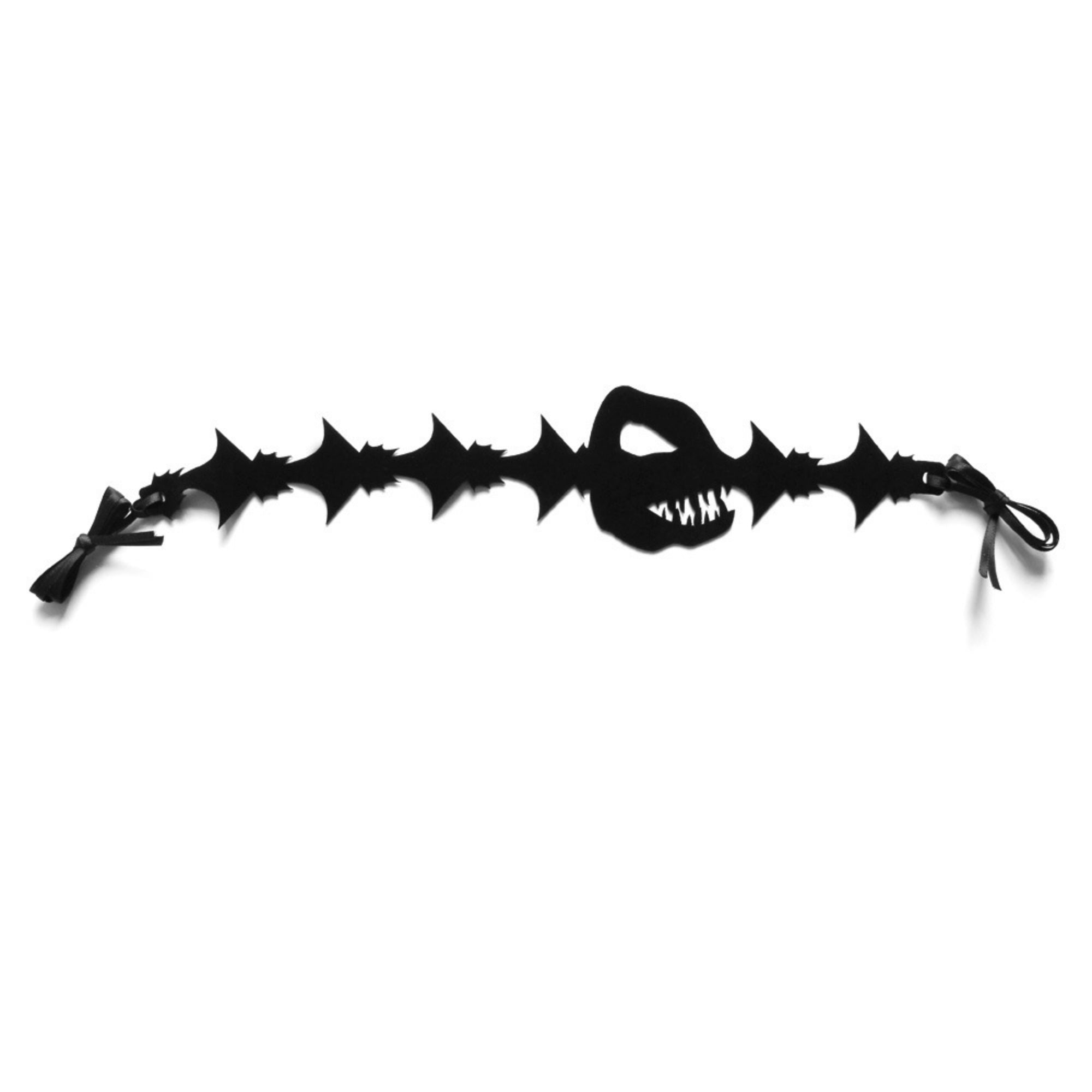 Halloween Black Bat Swarm Silhouette Choker Necklace | Jagged Wing Cutout Ribbon Tie Vampire Witch Minimalist Dark Costume Jewelry