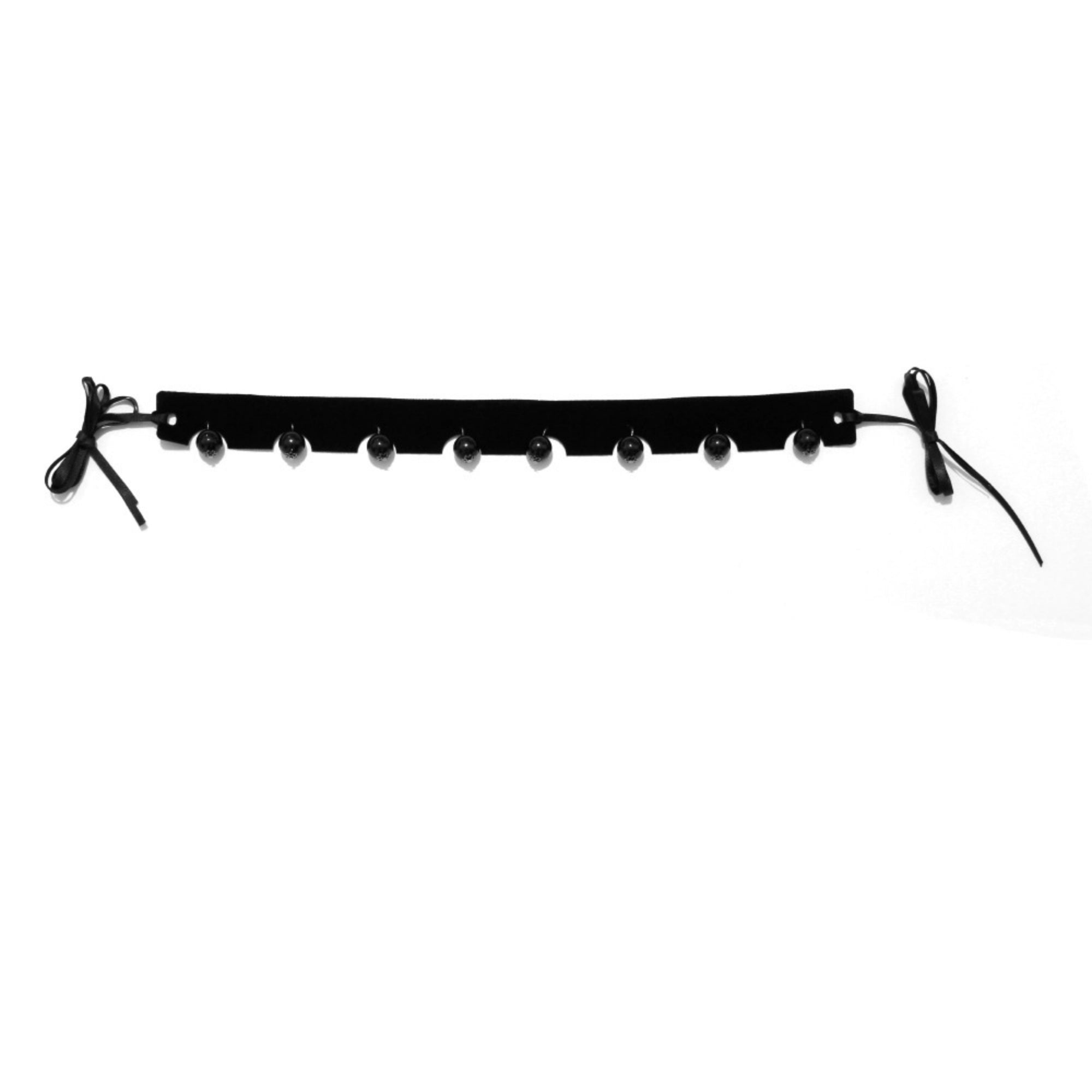 Gothic Black Velvet Choker Necklace | Black Round Bead Drop Fringe Ribbon Tie Y2K Dark Aesthetic Jewelry