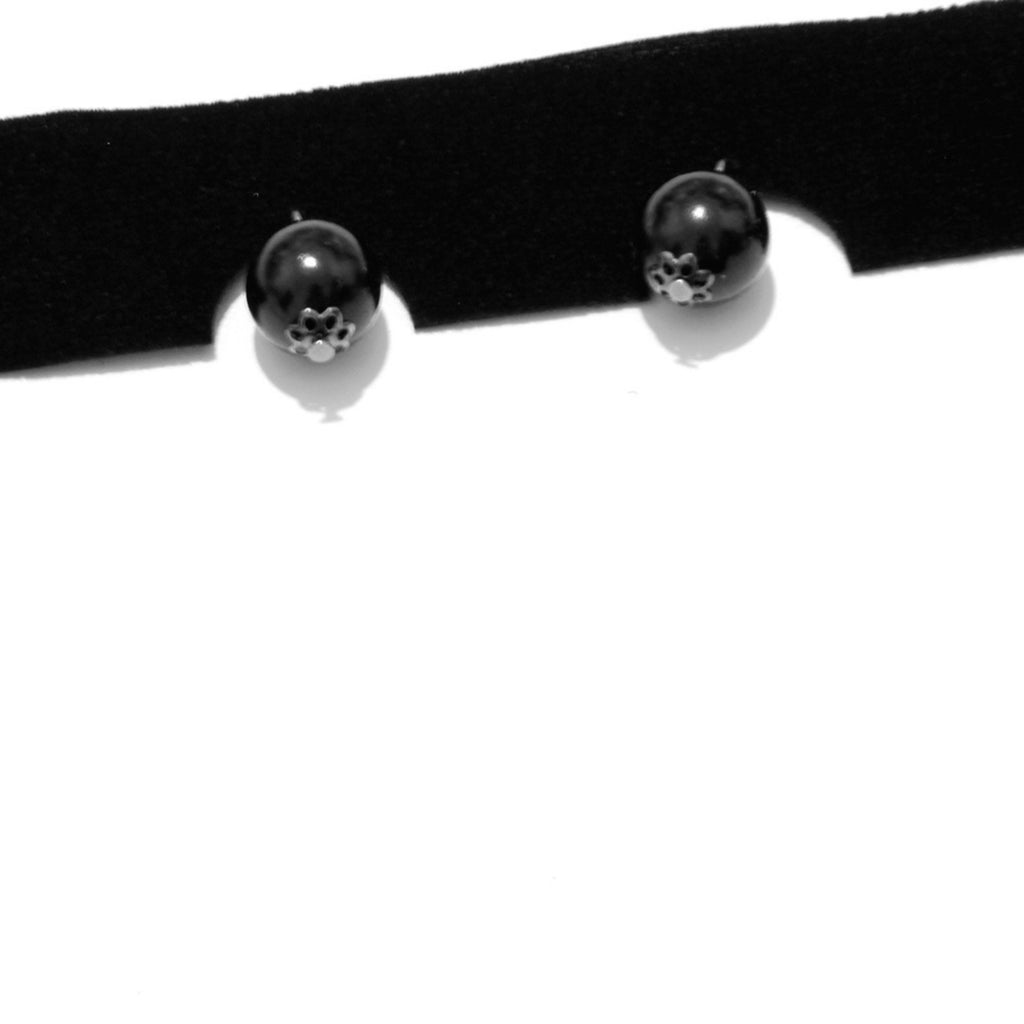 Gothic Black Velvet Choker Necklace | Black Round Bead Drop Fringe Ribbon Tie Y2K Dark Aesthetic Jewelry