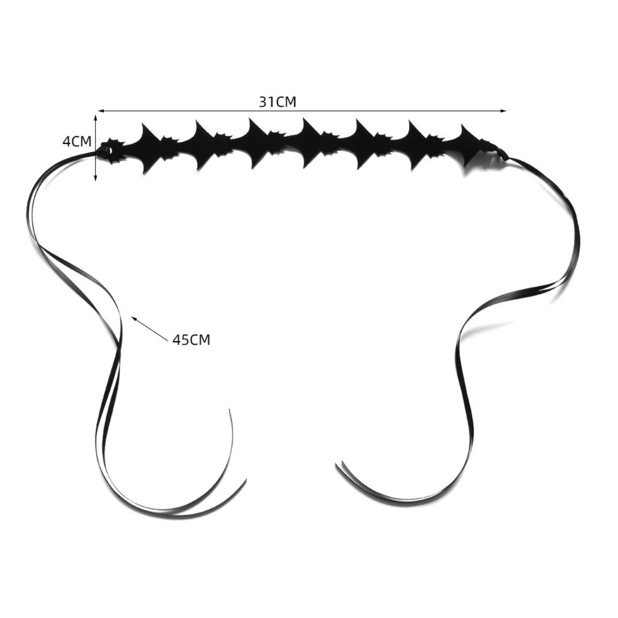 Halloween Black Large Bat Silhouette Choker Necklace | Oversized Jagged Wing Swarm Ultra Long Ribbon Tie Vampire Gothic Dark Costume Jewelry