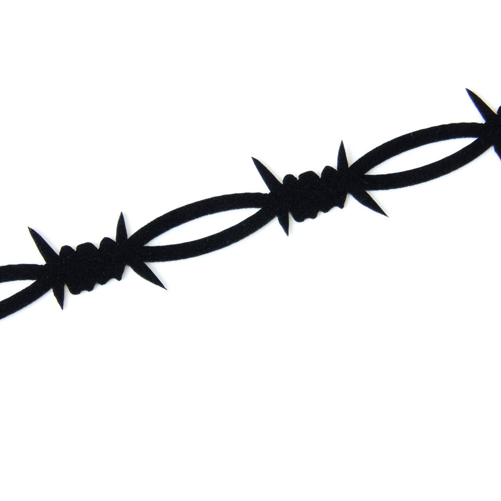 Gothic Punk Black Barbed Wire Choker Necklace with Ribbon Ties | Dark Aesthetic Halloween Grunge Y2K Jewelry