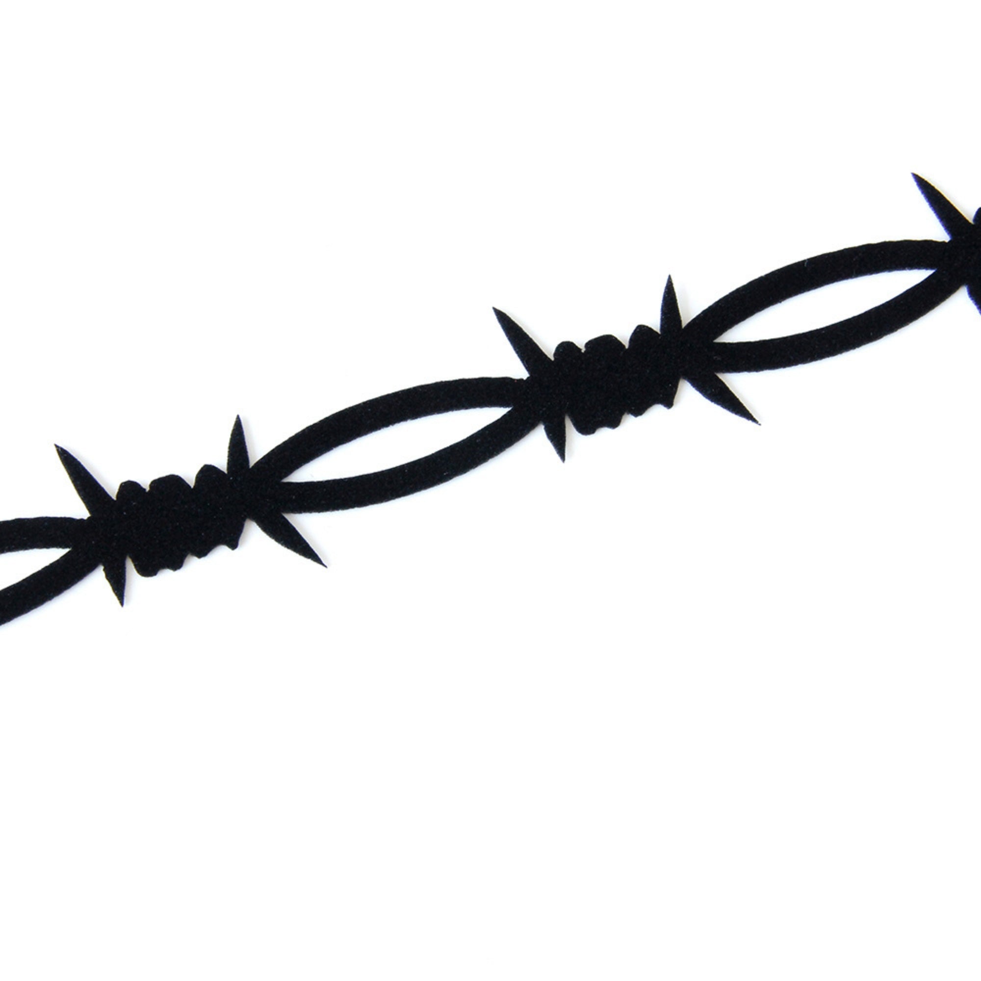 Gothic Punk Black Barbed Wire Choker Necklace with Ribbon Ties | Dark Aesthetic Halloween Grunge Y2K Jewelry