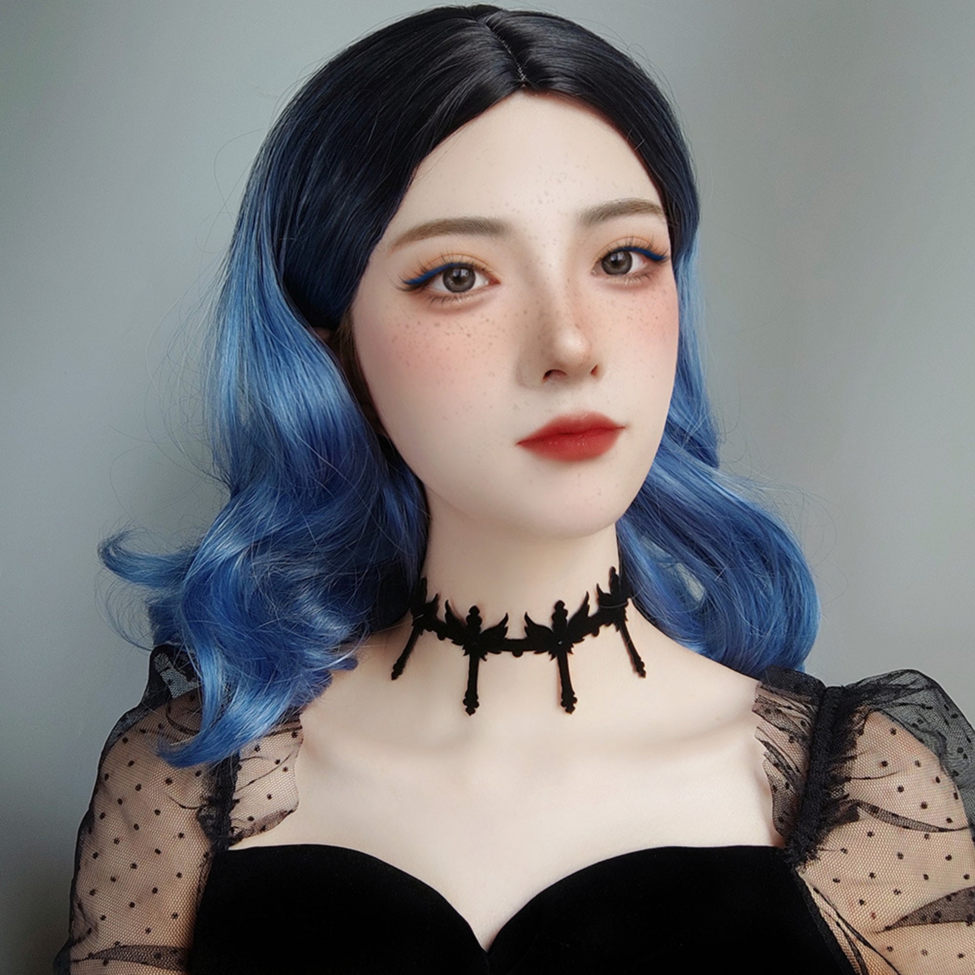 Gothic Black Winged Cross Choker Necklace | Wide Cutwork Ribbon Tie Dark Angel Halloween Jewelry
