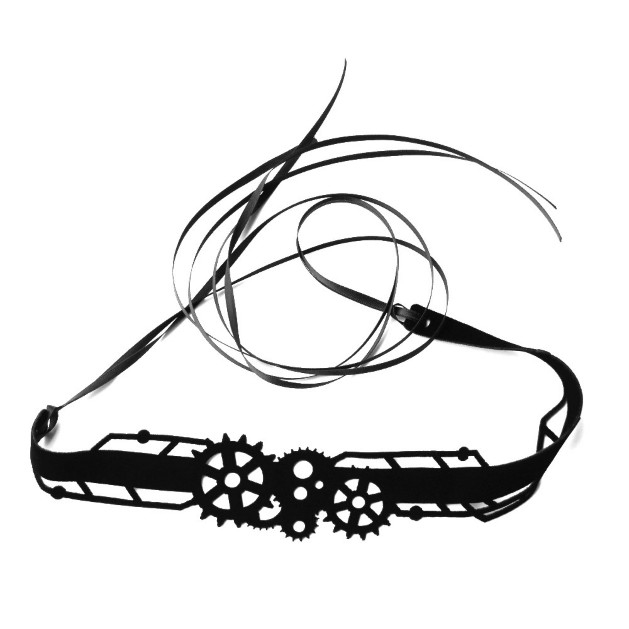 Gothic Lolita Black Lace Choker Necklace | Silver Rhinestone Chain Detail Dark Aesthetic Halloween Jewelry