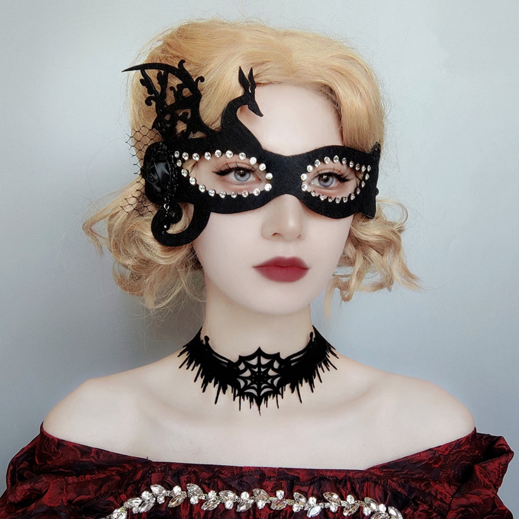 Halloween Gothic Black Spiderweb Choker Necklace | Wide Cutwork Spike Edge Ribbon Tie Witch Dark Jewelry