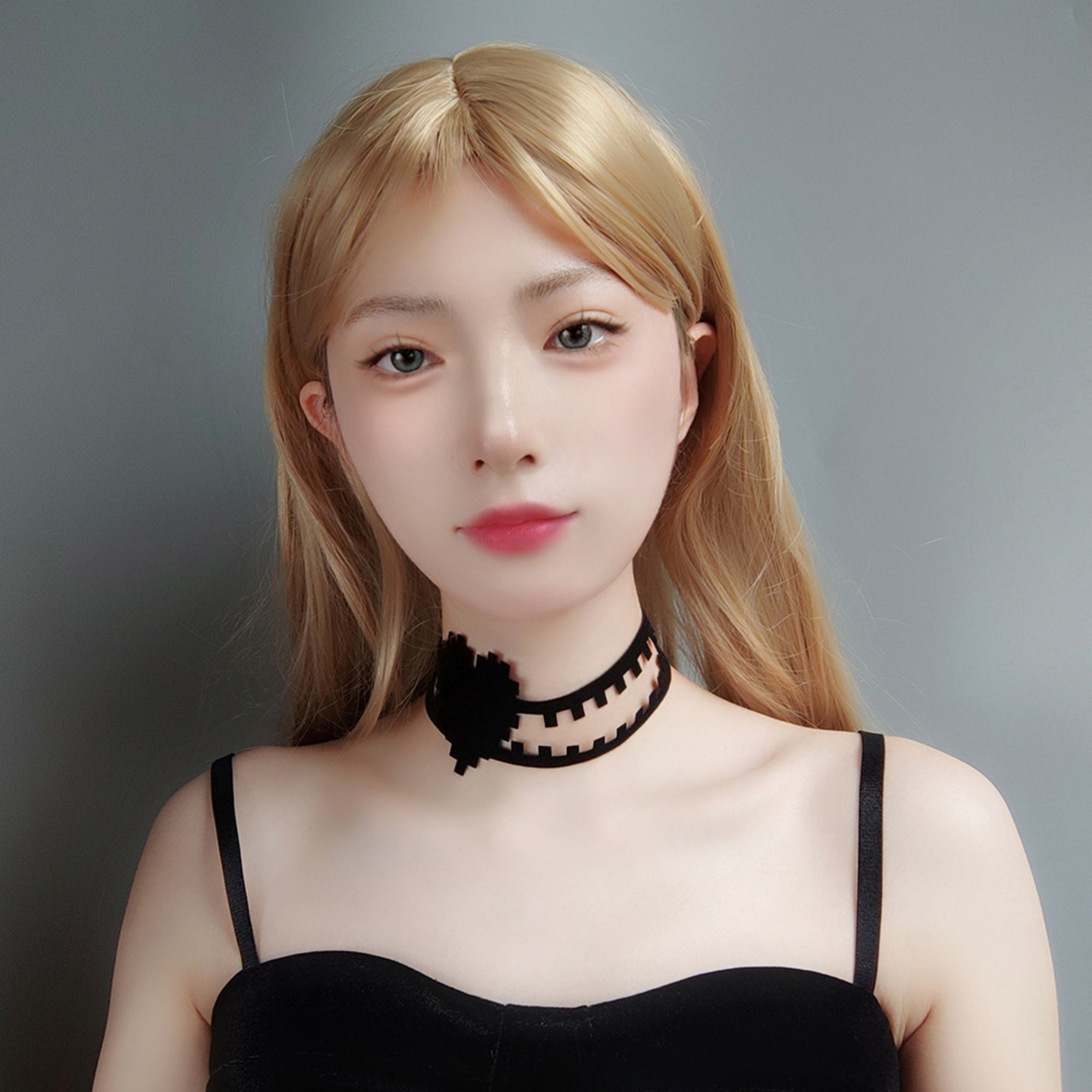 Gothic Black Grid Cutwork Choker Necklace | 3D Rose Ribbon Tie Wide Dark Romance Halloween Jewelry