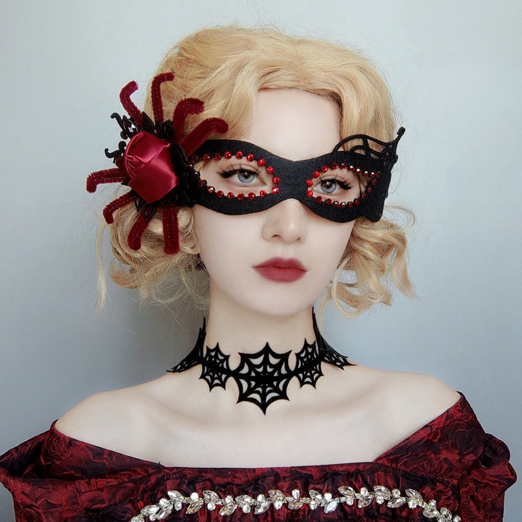 Halloween Gothic Black Spider Web Choker Necklace | Witch Spiderweb Dark Aesthetic Halloween Costume Jewelry