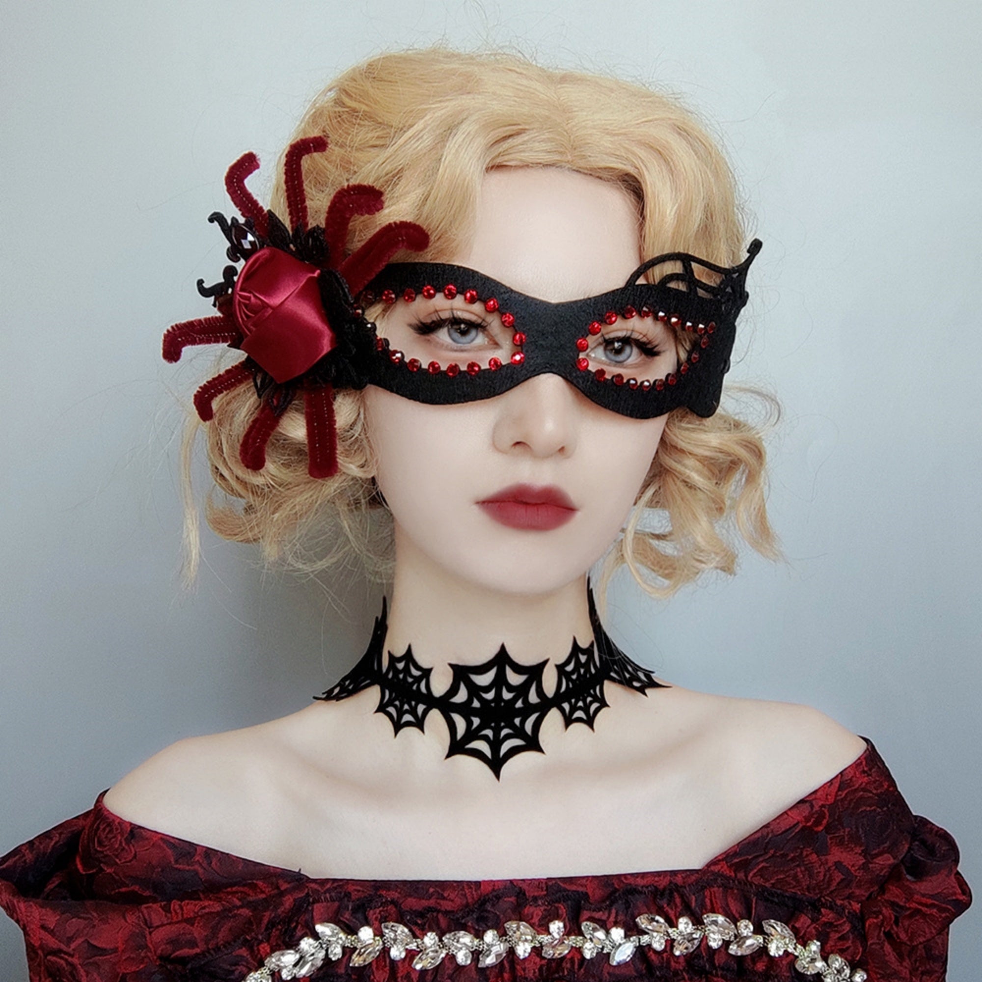 Halloween Gothic Black Spider Web Choker Necklace | Witch Spiderweb Dark Aesthetic Halloween Costume Jewelry