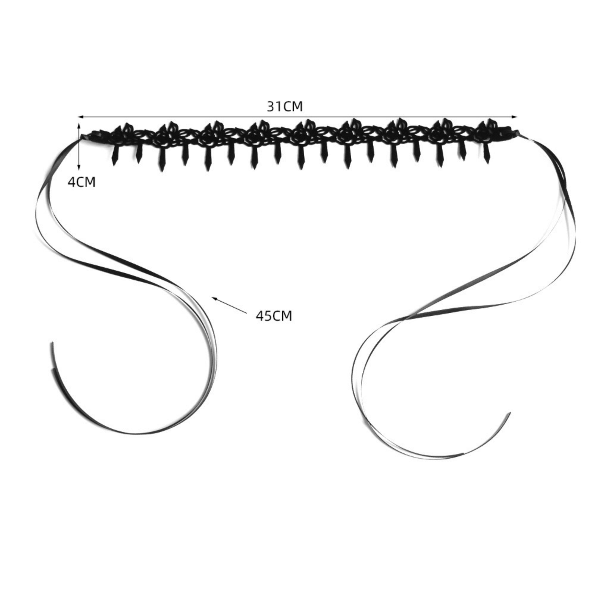 Halloween Black Spike Fringe Vine Choker Necklace | Velvet Thorn Spike Drop Scroll Vine Ribbon Tie Vampire Witch Dark Costume Halloween Jewelry