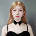 Black Velvet Choker Necklace | Y2K Holographic Shell Fringe Dark Mermaid Aesthetic Gift for Her | Fairycore Coastal Jewelry