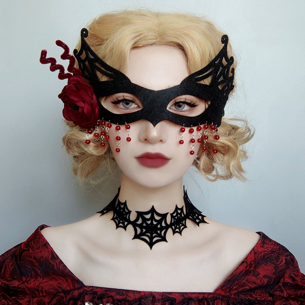 Halloween Gothic Black Spider Web Choker Necklace | Witch Spiderweb Dark Aesthetic Halloween Costume Jewelry